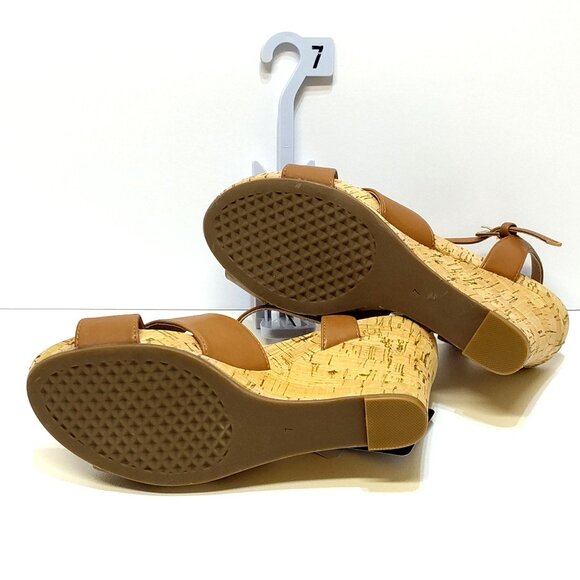 Aerosoles Strappy Cork High Espadrille Wedge Sandal Adjustable Block Heel Sz 7M - Picture 4 of 9